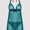 Lovehoney Plus Size Barely There Sheer Green Babydoll Set