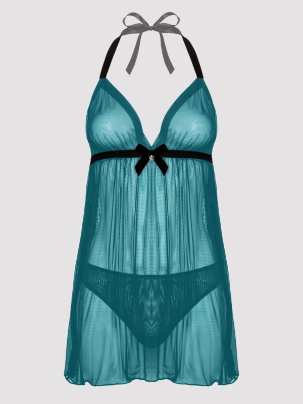 Lovehoney Plus Size Barely There Sheer Green Babydoll Set