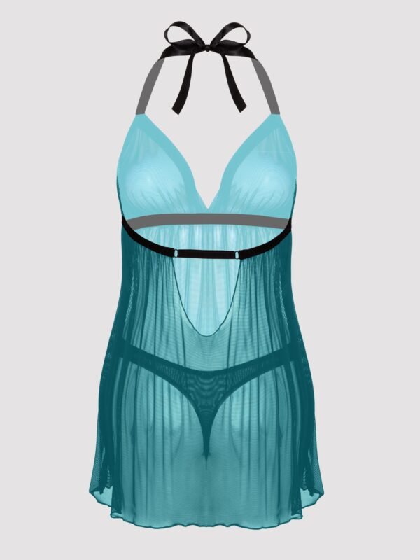Lovehoney Plus Size Barely There Sheer Green Babydoll Set