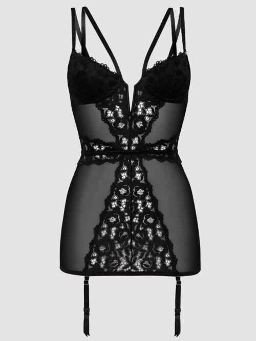 Lovehoney Plus Size Parisienne Black Lace Plunge Chemise