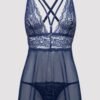 Lovehoney Plus Size Late Night Liaison Blue Lace Babydoll Set