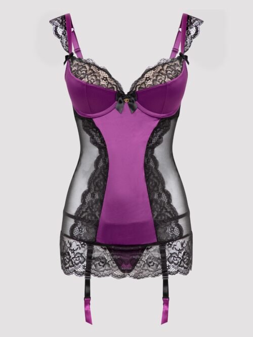 Lovehoney Plus Size Treasure Me Purple Plunge Chemise Set