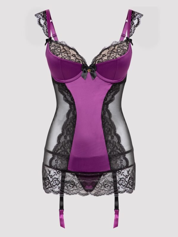 Lovehoney Plus Size Treasure Me Purple Plunge Chemise Set