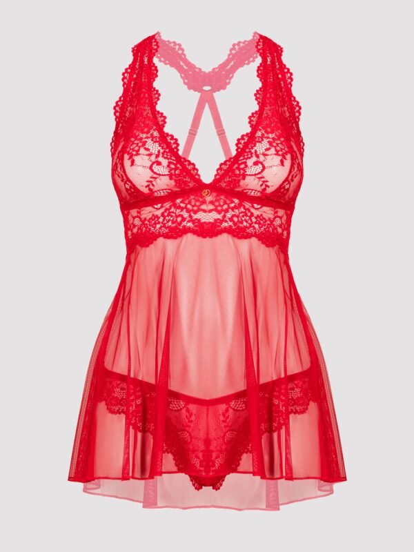 Lovehoney Plus Size Bombshell Red Lace Babydoll Set