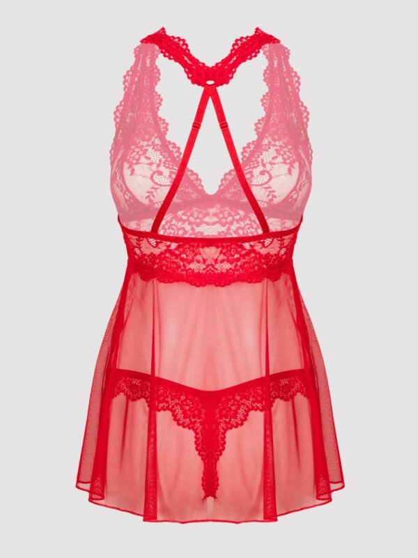 Lovehoney Plus Size Bombshell Red Lace Babydoll Set