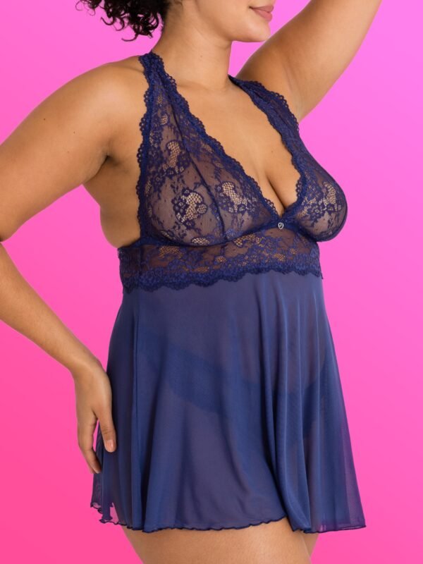 Lovehoney Plus Size Bombshell Blue Lace Babydoll Set