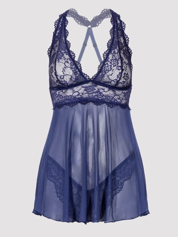 Lovehoney Plus Size Bombshell Blue Lace Babydoll Set