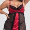 Lovehoney Plus Size Empress Red Satin and Lace Chemise Set