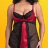 Lovehoney Plus Size Empress Red Satin and Lace Chemise Set