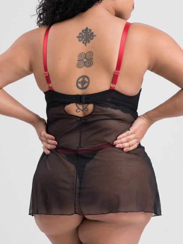 Lovehoney Plus Size Empress Red Satin and Lace Chemise Set