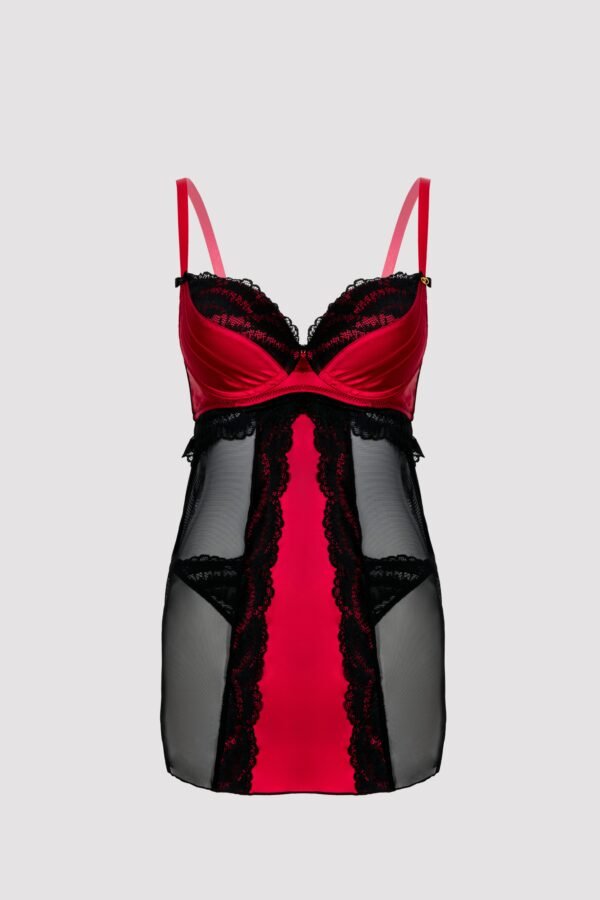 Lovehoney Plus Size Empress Red Satin and Lace Chemise Set