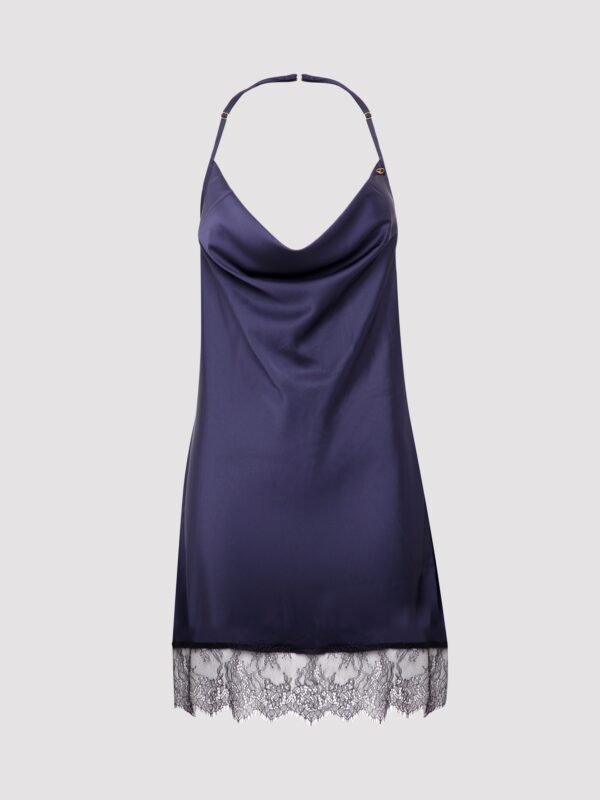 Lovehoney Plus Size Dark Orchid Navy Satin and Lace Chemise