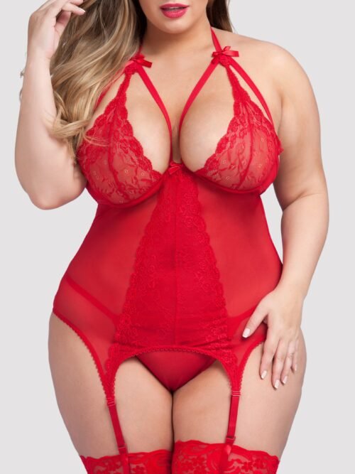 Lovehoney Plus Size Wild Romance Red Basque Set