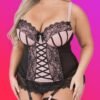 Lovehoney Plus Size Boudoir Belle Blush Pink Push-Up Basque Set