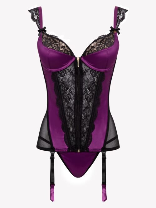 Lovehoney Plus Size Treasure Me Purple Push-Up Basque Set