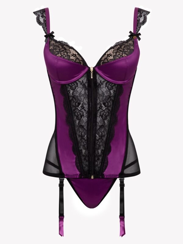 Lovehoney Plus Size Treasure Me Purple Push-Up Basque Set