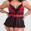 a44479g80123_1 Lovehoney Plus Size Empress Red Satin and Lace Basque Set