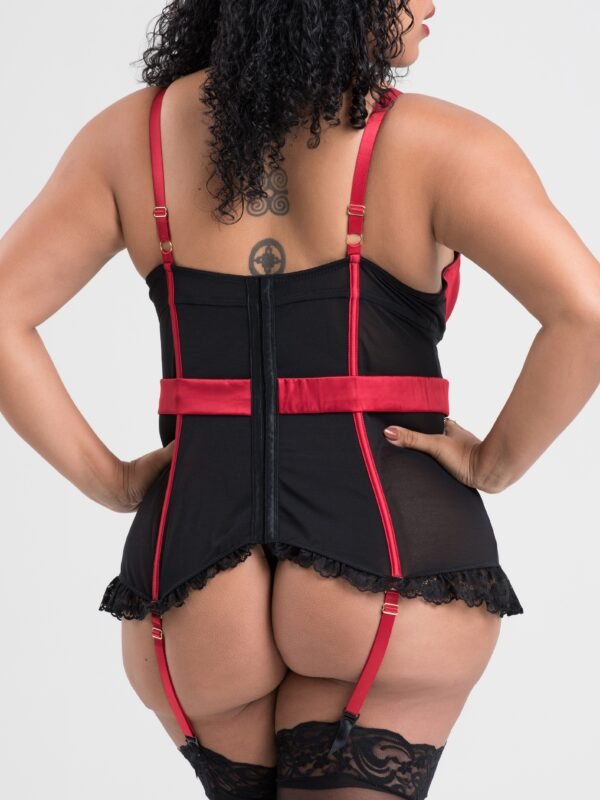 a44479g80123_3 Lovehoney Plus Size Empress Red Satin and Lace Basque Set