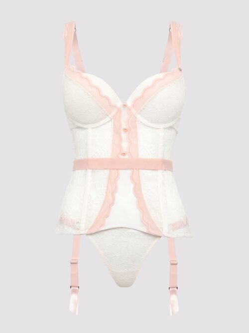Lovehoney Plus Size Vintage Bliss Ivory Lace Open-Back Basque Set