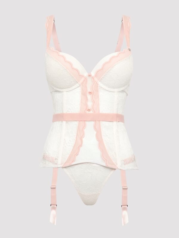 Lovehoney Plus Size Vintage Bliss Ivory Lace Open-Back Basque Set