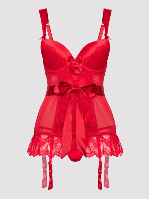 Lovehoney Plus Size Moonlight Desire Red Satin Basque Set