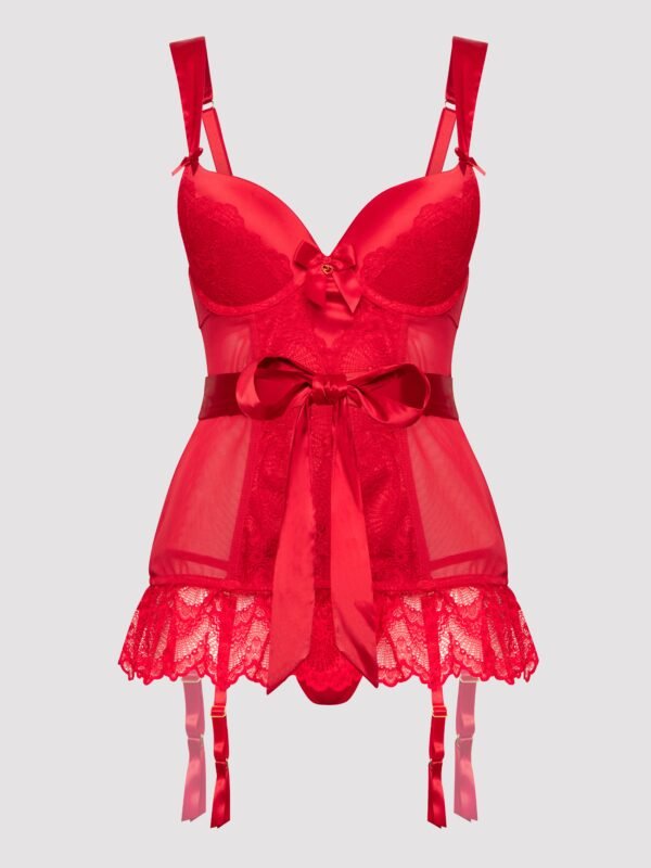 Lovehoney Plus Size Moonlight Desire Red Satin Basque Set
