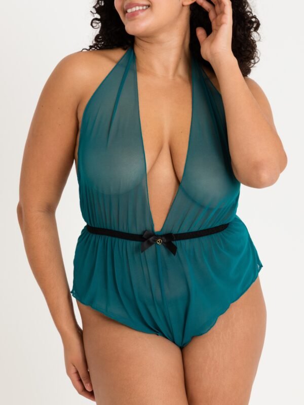 a37329g74247_1 Lovehoney Plus Size Barely There Sheer Green Crotchless Teddy