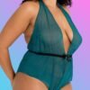 a37329g74247_2 Lovehoney Plus Size Barely There Sheer Green Crotchless Teddy