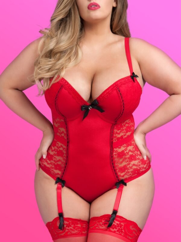 Lovehoney Plus Size Seduce Me Red Push-Up Crotchless Teddy