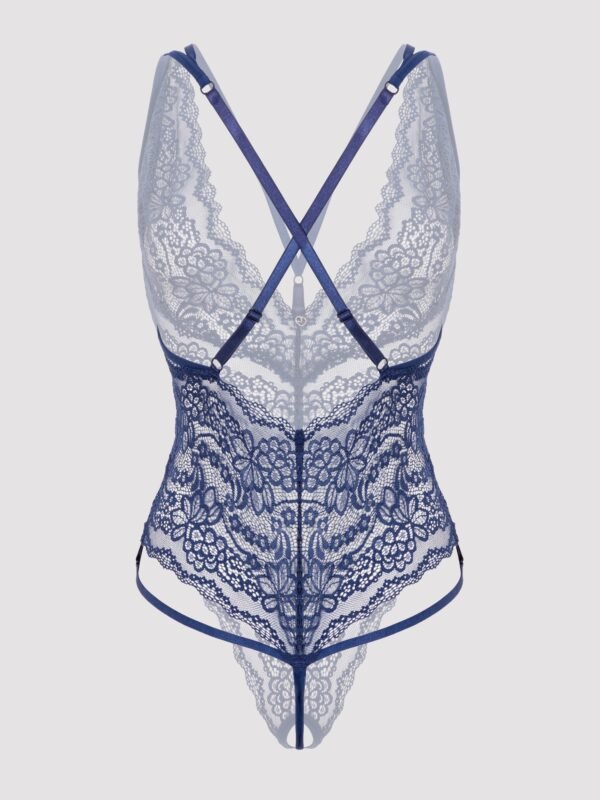 Lovehoney Plus Size Late Night Liaison Blue Crotchless Lace Teddy