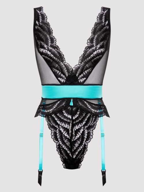 Lovehoney Plus Size Empress Blue Satin and Lace Teddy