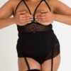 Lovehoney Plus Size Hourglass Black Smoothing Open-Cup Crotchless Teddy
