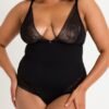 Lovehoney Plus Size Hourglass Black Smoothing Sleeveless Crotchless Teddy