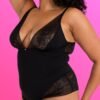 Lovehoney Plus Size Hourglass Black Smoothing Sleeveless Crotchless Teddy