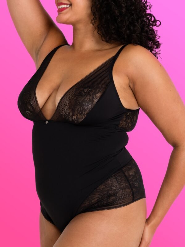 Lovehoney Plus Size Hourglass Black Smoothing Sleeveless Crotchless Teddy