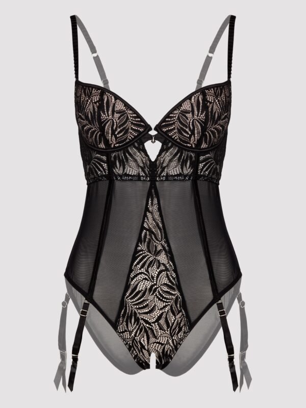 Lovehoney Plus Size Parisienne Charm Black Lace Crotchless Teddy