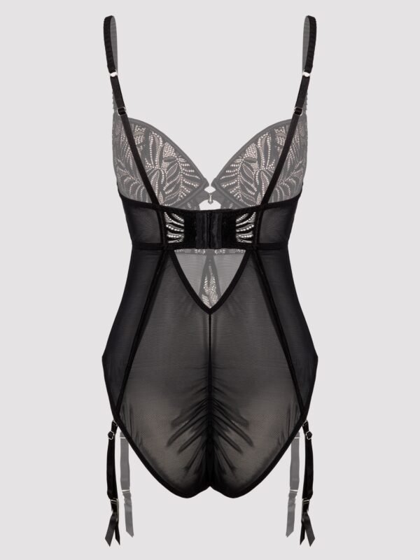 Lovehoney Plus Size Parisienne Charm Black Lace Crotchless Teddy
