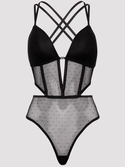 Lovehoney Plus Size Secret Noir Sheer Spot Mesh Body