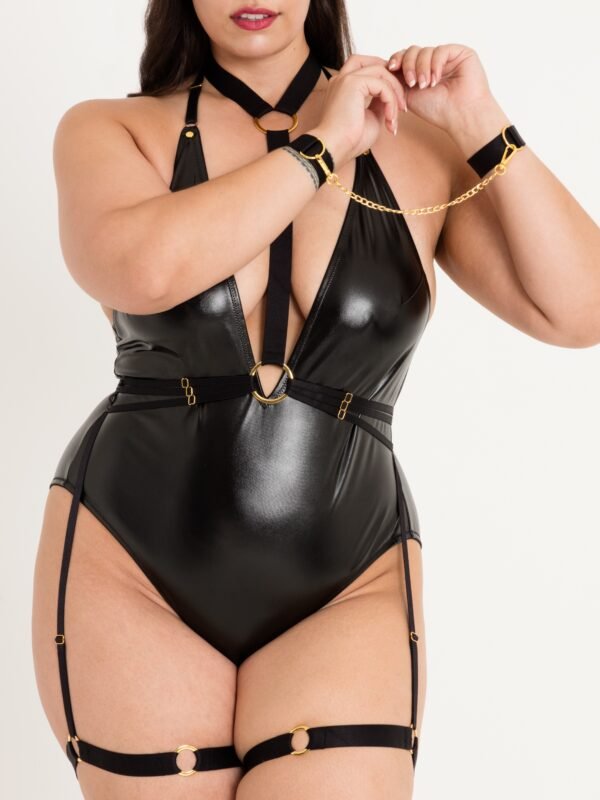 a48972g86930_1 Lovehoney Plus Size Fierce Caged Desire Black Spanking Body and Harness Set