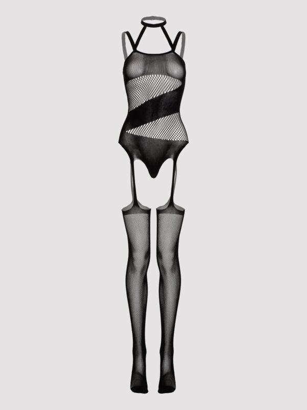 Lovehoney Plus Size Asymmetric Fishnet Garter Bodystocking