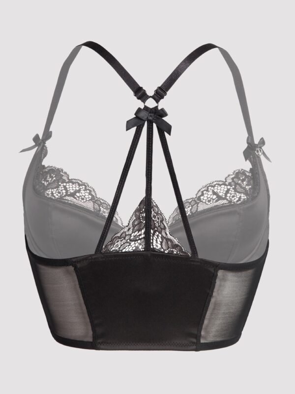Lovehoney Plus Size Front-Fastening Satin Longline Bra Black