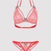 a36263g70292_5 Lovehoney Red Underwired Lace Triangle Bra & Crotchless G-String Set