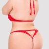 Lovehoney Plus Size Red Underwired Lace Triangle Bra and G-String Set