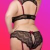 Lovehoney Plus Size Moonlight Peekaboo Bra and Garter Panties Set