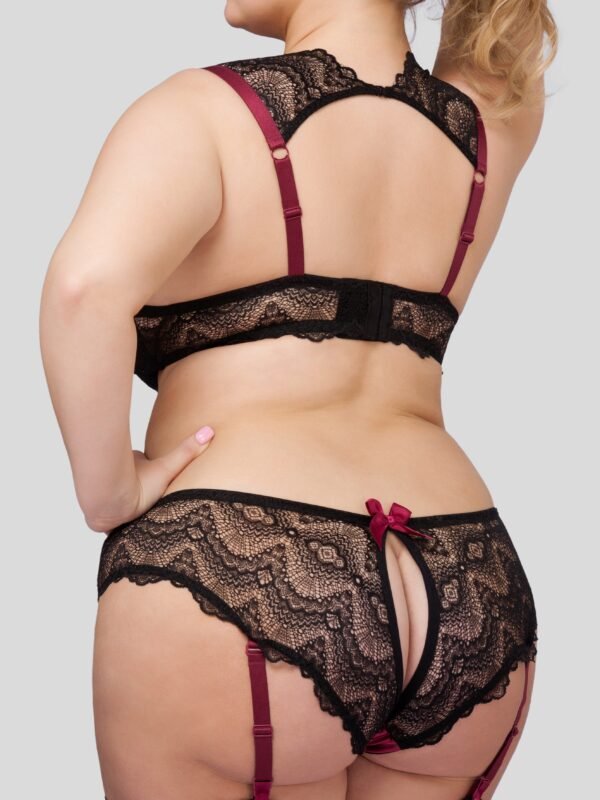 Lovehoney Plus Size Moonlight Peekaboo Bra and Garter Panties Set