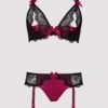 Lovehoney Plus Size Moonlight Peekaboo Bra and Garter Panties Set