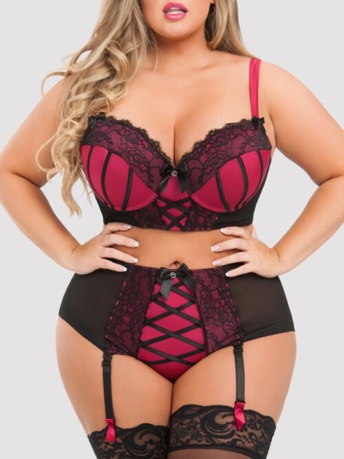 Lovehoney Plus Size Boudoir Belle Cherry Push-Up Longline Bra Set