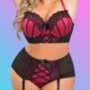 a39708g72745_2 Lovehoney Plus Size Boudoir Belle Cherry Push-Up Longline Bra Set