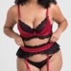 Lovehoney Plus Size Empress Red Satin and Lace Bra Set