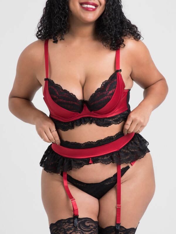 Lovehoney Plus Size Empress Red Satin and Lace Bra Set